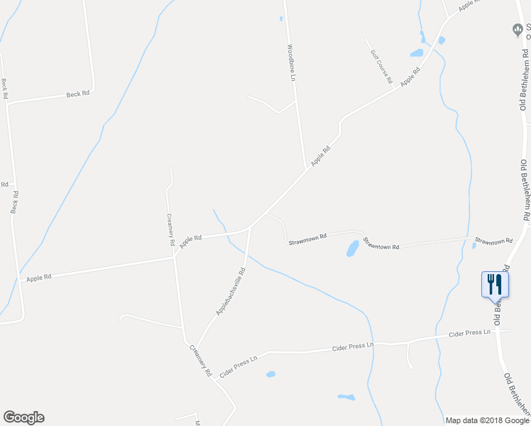 map of restaurants, bars, coffee shops, grocery stores, and more near Apple Road in Quakertown