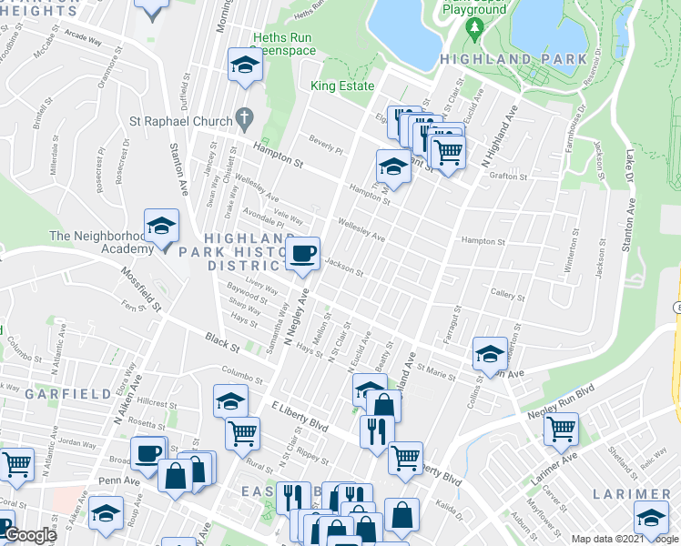 map of restaurants, bars, coffee shops, grocery stores, and more near 814 Mellon Street in Pittsburgh
