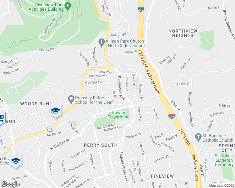 map of restaurants, bars, coffee shops, grocery stores, and more near 10 Ellzey Street in Pittsburgh