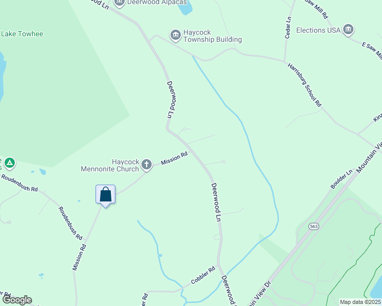 map of restaurants, bars, coffee shops, grocery stores, and more near 1698 Mission Rd in Quakertown
