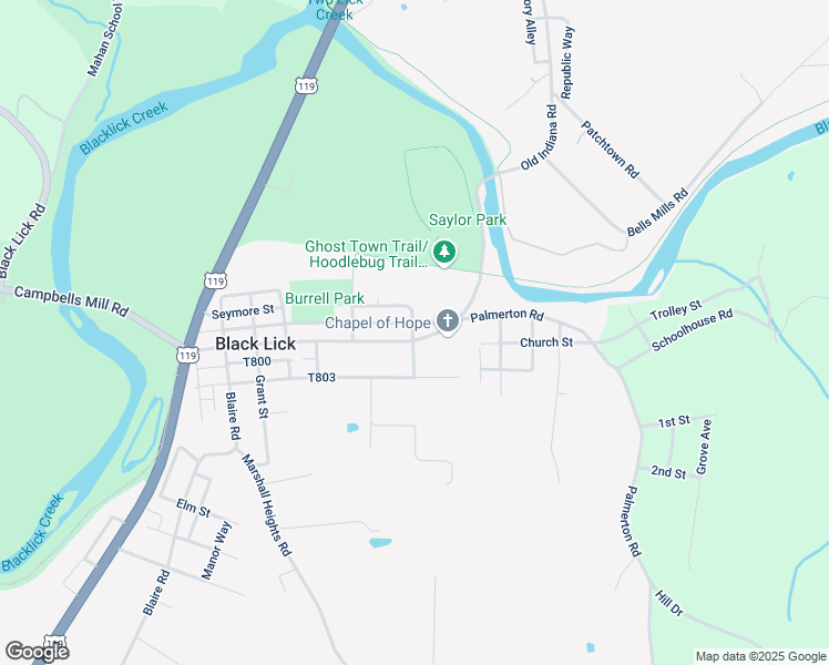 map of restaurants, bars, coffee shops, grocery stores, and more near 433 Park Drive in Black Lick