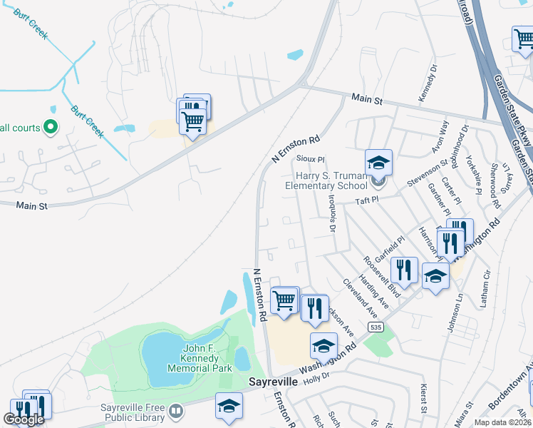 map of restaurants, bars, coffee shops, grocery stores, and more near 42 Ivy Hill Road in Sayreville