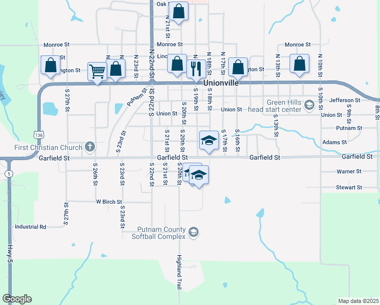 map of restaurants, bars, coffee shops, grocery stores, and more near 1901-1999 Adams Street in Unionville