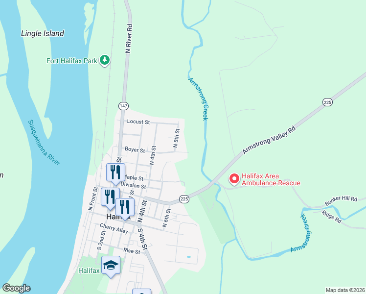 map of restaurants, bars, coffee shops, grocery stores, and more near 550 Boyer St in Halifax