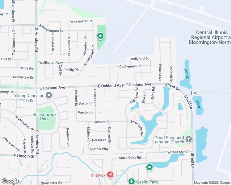 map of restaurants, bars, coffee shops, grocery stores, and more near 1 Fountain Lake Court in Bloomington