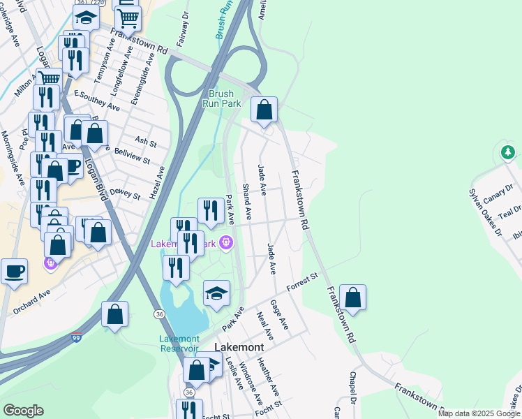 map of restaurants, bars, coffee shops, grocery stores, and more near 816 Jade Avenue in Altoona