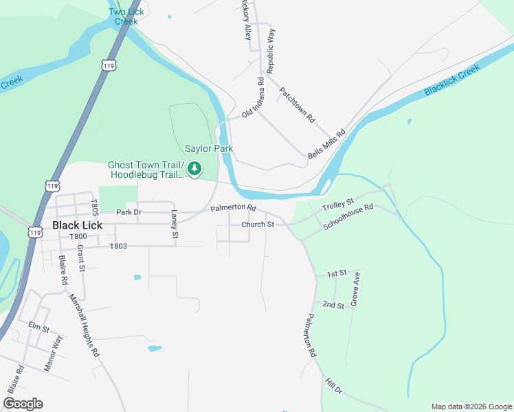 map of restaurants, bars, coffee shops, grocery stores, and more near 17 Mock Street in Black Lick