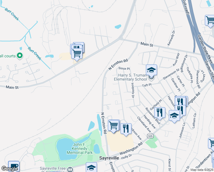 map of restaurants, bars, coffee shops, grocery stores, and more near 42 Ivy Hill Road in Sayreville