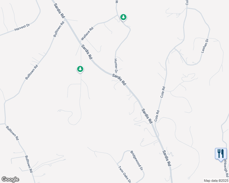 map of restaurants, bars, coffee shops, grocery stores, and more near 4800 Sardis Road in Murrysville