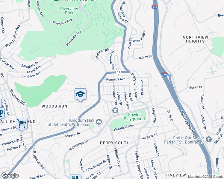 map of restaurants, bars, coffee shops, grocery stores, and more near 2715 Leland Street in Pittsburgh