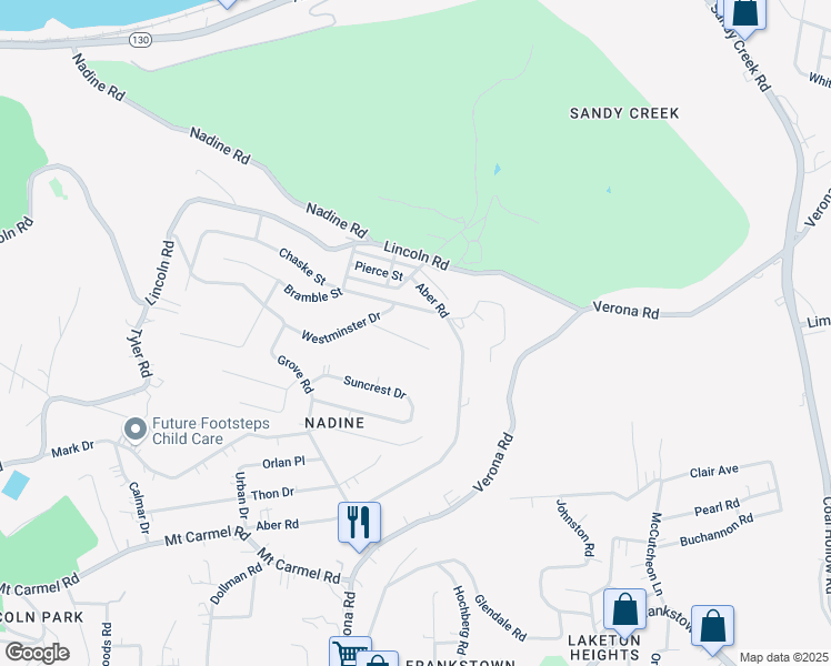 map of restaurants, bars, coffee shops, grocery stores, and more near 134 Eastminster Drive in Verona