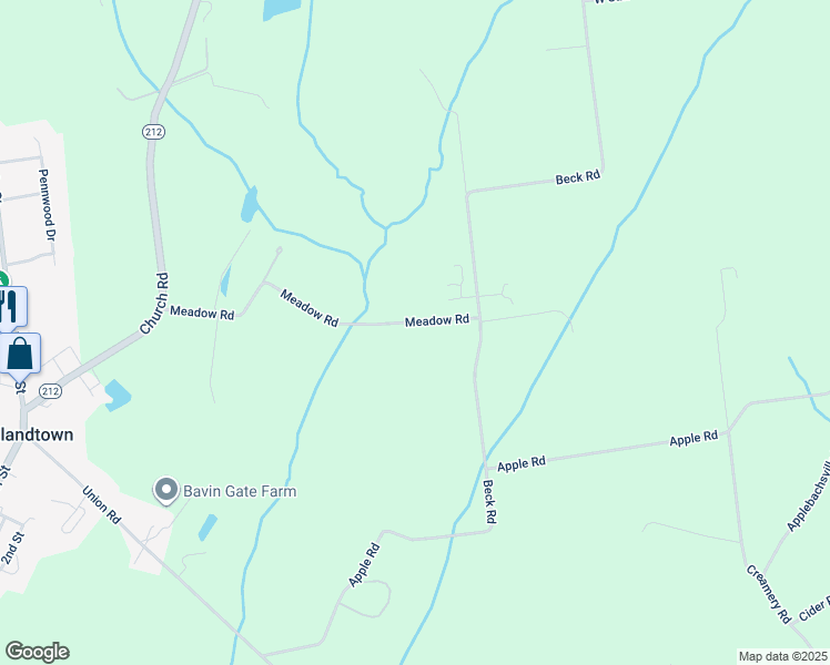 map of restaurants, bars, coffee shops, grocery stores, and more near 350 Meadow Road in Quakertown