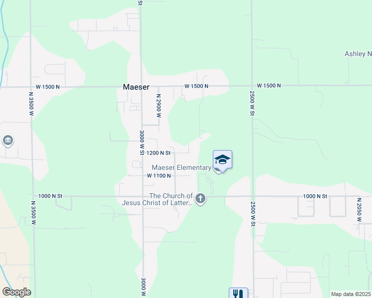 map of restaurants, bars, coffee shops, grocery stores, and more near 2792 1200 North Street in Vernal