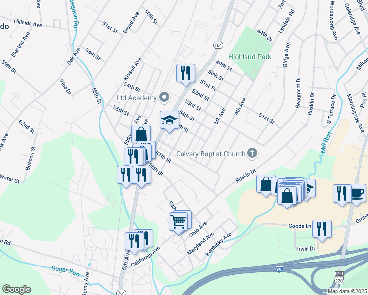 map of restaurants, bars, coffee shops, grocery stores, and more near 5528-30 Montrose Ave in Altoona