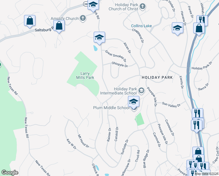 map of restaurants, bars, coffee shops, grocery stores, and more near 1722 O'Block Road in Pittsburgh