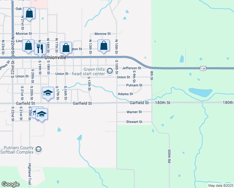 map of restaurants, bars, coffee shops, grocery stores, and more near 600 South 10th Street in Unionville