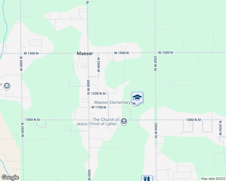 map of restaurants, bars, coffee shops, grocery stores, and more near 2792 1200 North Street in Vernal