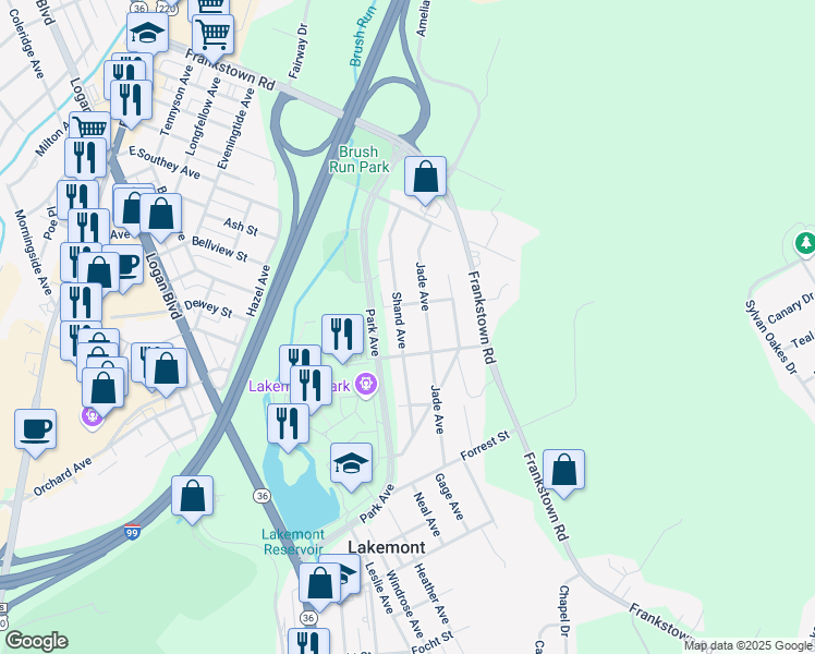 map of restaurants, bars, coffee shops, grocery stores, and more near 816 Jade Avenue in Altoona