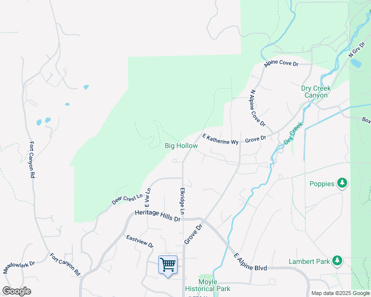 map of restaurants, bars, coffee shops, grocery stores, and more near 516 East Savannah Circle in Alpine