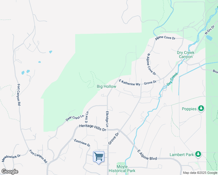 map of restaurants, bars, coffee shops, grocery stores, and more near 516 East Savannah Circle in Alpine