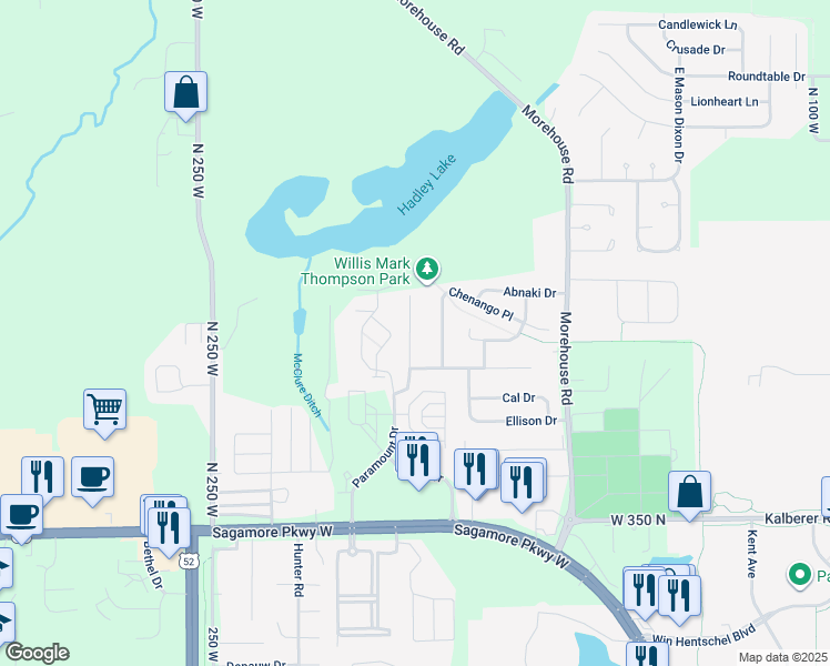 map of restaurants, bars, coffee shops, grocery stores, and more near 3867 Ledyard Street in West Lafayette