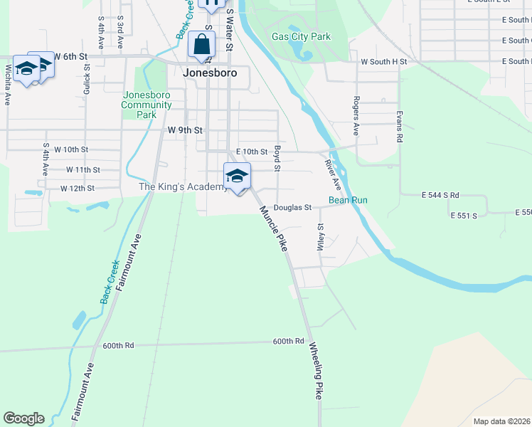 map of restaurants, bars, coffee shops, grocery stores, and more near 1320 Muncie Pike in Jonesboro