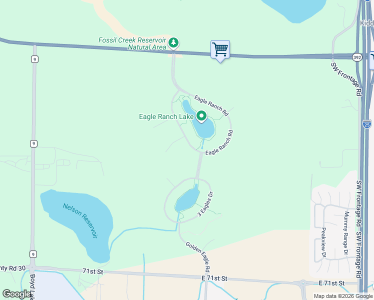 map of restaurants, bars, coffee shops, grocery stores, and more near 7852 Eagle Ranch Road in Fort Collins