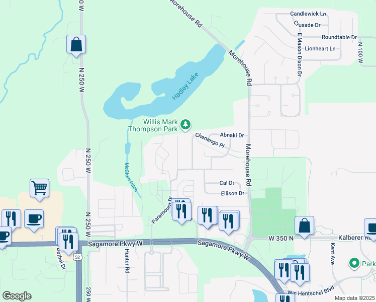 map of restaurants, bars, coffee shops, grocery stores, and more near 3867 Ledyard Street in West Lafayette