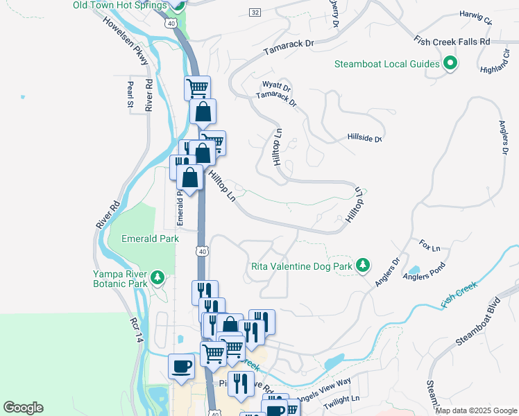 map of restaurants, bars, coffee shops, grocery stores, and more near in Steamboat Springs
