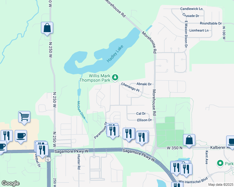 map of restaurants, bars, coffee shops, grocery stores, and more near 3867 Ledyard Street in West Lafayette