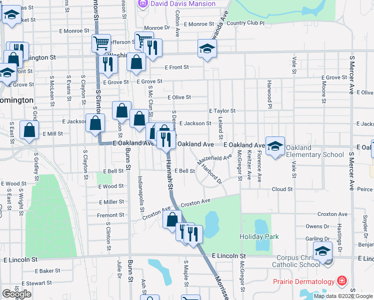 map of restaurants, bars, coffee shops, grocery stores, and more near 5 Harbord Drive in Bloomington