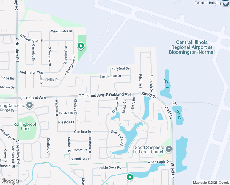 map of restaurants, bars, coffee shops, grocery stores, and more near 3 Kylemore Road in Bloomington