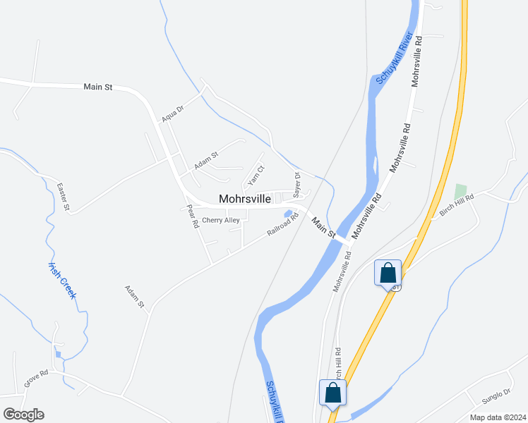 map of restaurants, bars, coffee shops, grocery stores, and more near 345 Main Street in Mohrsville