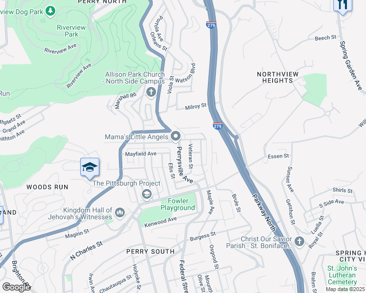 map of restaurants, bars, coffee shops, grocery stores, and more near 142 Kennedy Avenue in Pittsburgh