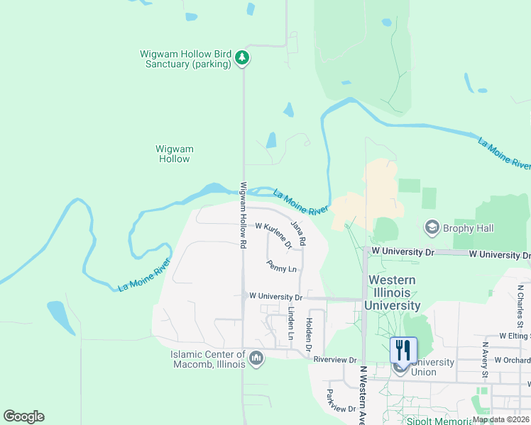 map of restaurants, bars, coffee shops, grocery stores, and more near 300-320 Jana Rd in Macomb