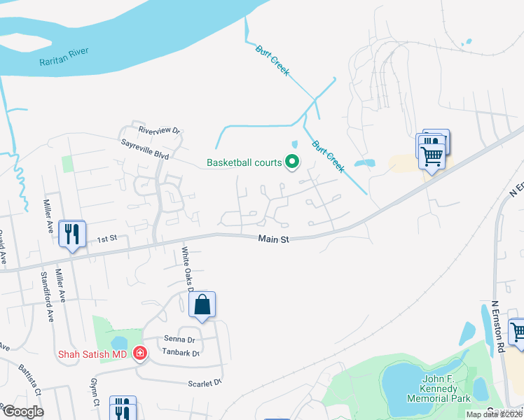 map of restaurants, bars, coffee shops, grocery stores, and more near 19 Mochen Court in Sayreville