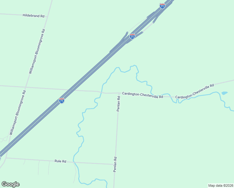 map of restaurants, bars, coffee shops, grocery stores, and more near 5649-5679 Cardington-Chesterville Road in Cardington