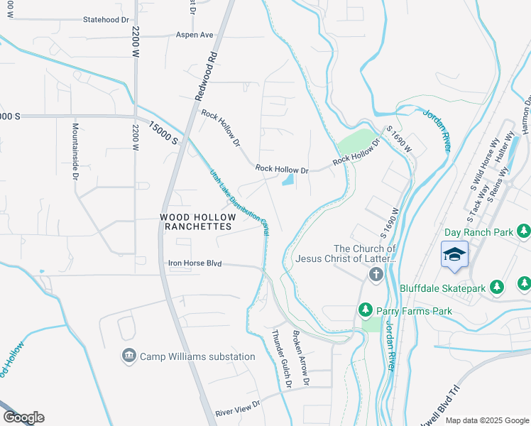 map of restaurants, bars, coffee shops, grocery stores, and more near 15250 South 1800 West in Bluffdale