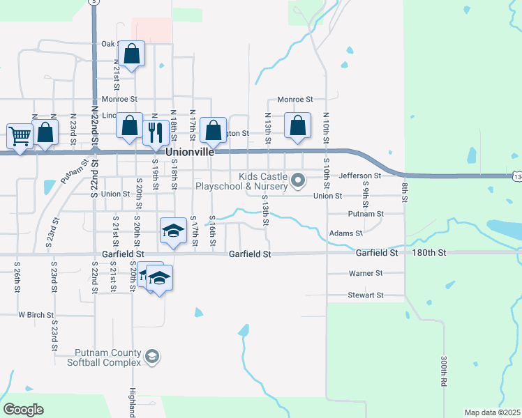 map of restaurants, bars, coffee shops, grocery stores, and more near 400-404 South 13th Street in Unionville
