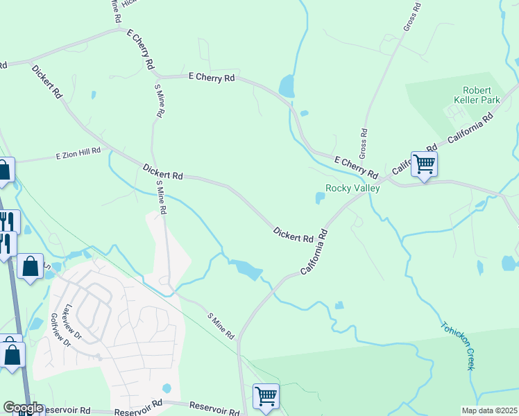 map of restaurants, bars, coffee shops, grocery stores, and more near 81 Dickert Road in Quakertown