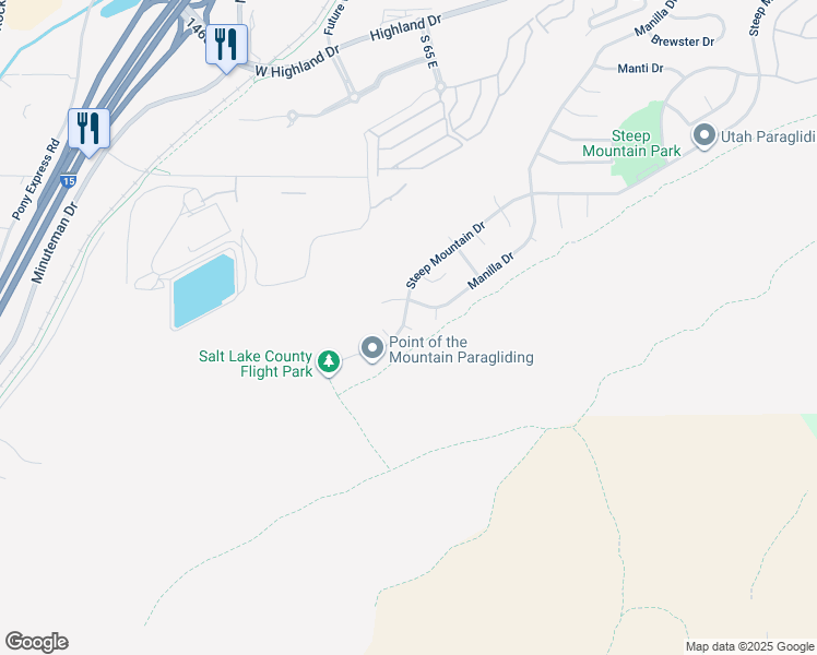 map of restaurants, bars, coffee shops, grocery stores, and more near South Steep Mountain Drive in Draper