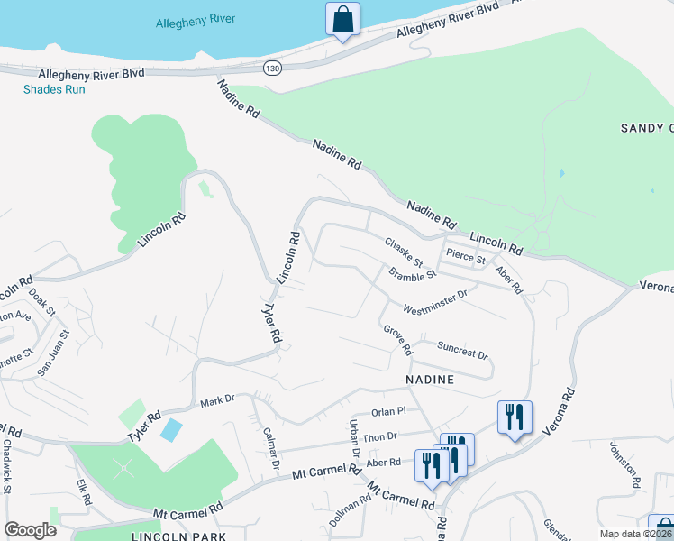 map of restaurants, bars, coffee shops, grocery stores, and more near 571 Grove Road in Verona