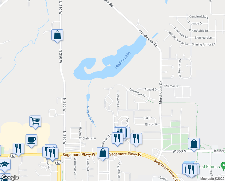map of restaurants, bars, coffee shops, grocery stores, and more near 3907 Campus Suites Boulevard in West Lafayette