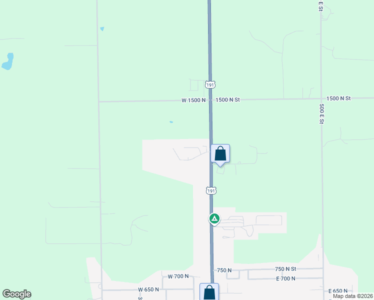map of restaurants, bars, coffee shops, grocery stores, and more near 27 Park Circle in Vernal