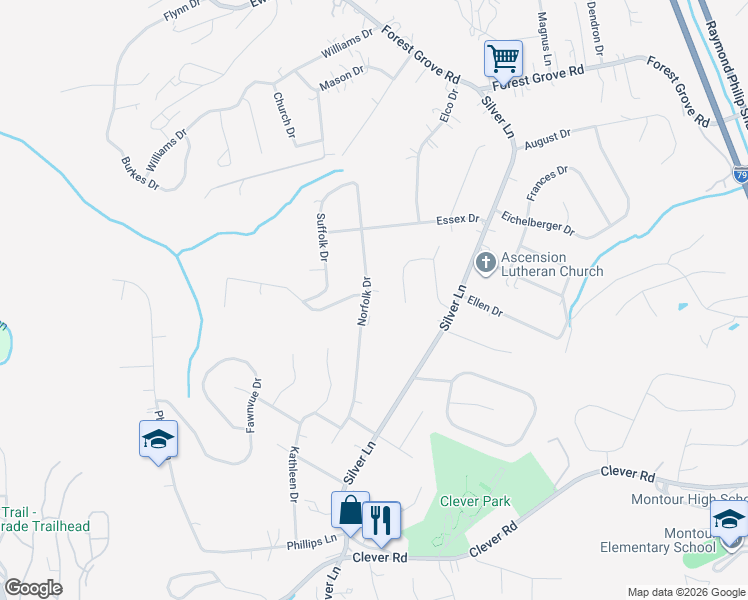 map of restaurants, bars, coffee shops, grocery stores, and more near 35 Norfolk Drive in Coraopolis