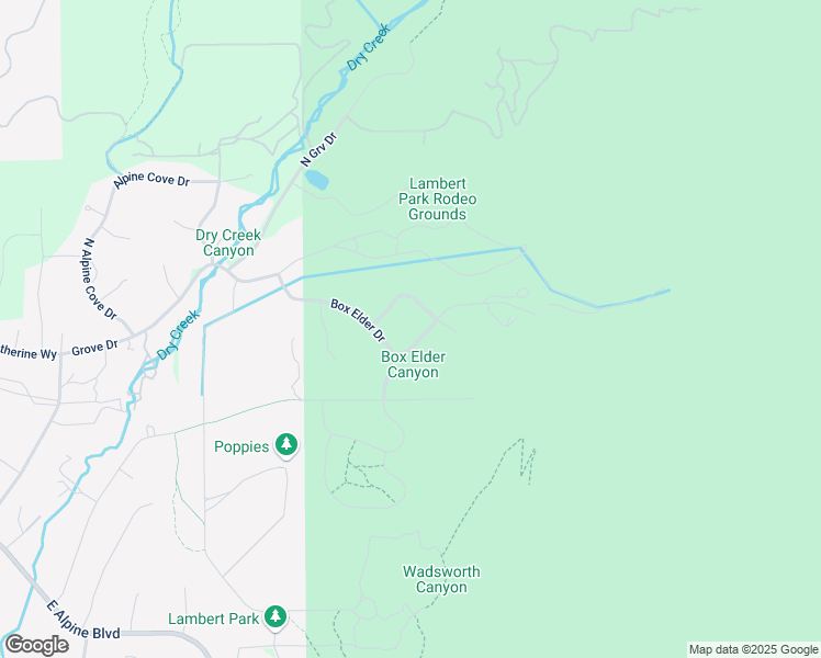 map of restaurants, bars, coffee shops, grocery stores, and more near 1563 East Box Elder Way in Alpine