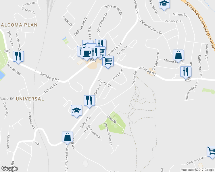 map of restaurants, bars, coffee shops, grocery stores, and more near 2756 Ford Avenue in Pittsburgh