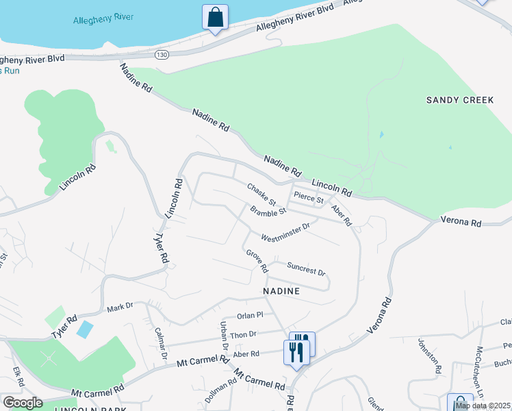 map of restaurants, bars, coffee shops, grocery stores, and more near 248 Bramble Street in Verona