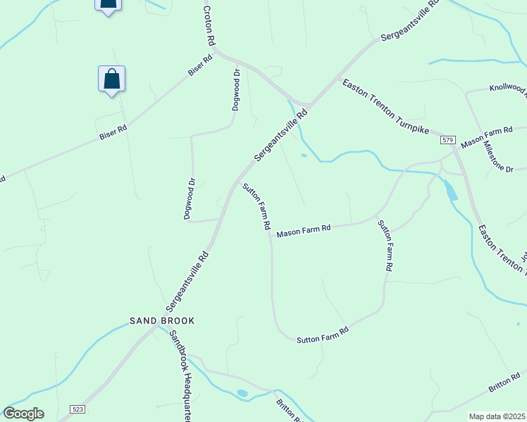 map of restaurants, bars, coffee shops, grocery stores, and more near 5 Sutton Farm Road in Flemington