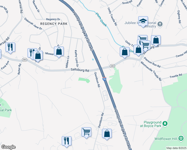 map of restaurants, bars, coffee shops, grocery stores, and more near 7740 Saltsburg Road in Pittsburgh